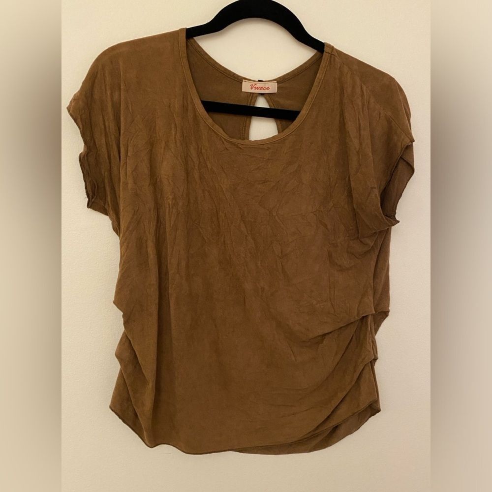 Vivace Brown Sleeveless Suede Western Cinched Waist Top Women’s Size unknown